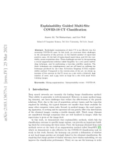 Explainability Guided Multi-Site COVID-19 CT Classification