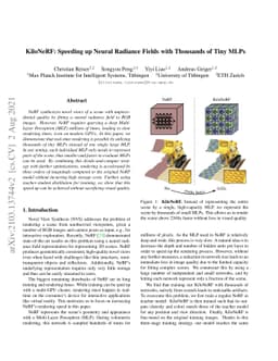 KiloNeRF: Speeding up Neural Radiance Fields with Thousands of Tiny MLPs