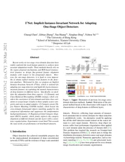 I3Net: Implicit Instance-Invariant Network for Adapting One-Stage Object
  Detectors