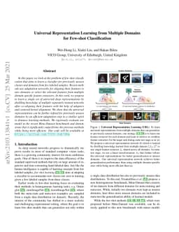 Universal Representation Learning from Multiple Domains for Few-shot
  Classification