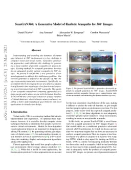 ScanGAN360: A Generative Model of Realistic Scanpaths for 360$^{\circ}$
  Images
