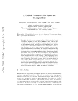 A Unified Framework For Quantum Unforgeability