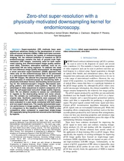 Zero-shot super-resolution with a physically-motivated downsampling
  kernel for endomicroscopy