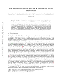 U.S. Broadband Coverage Data Set: A Differentially Private Data Release