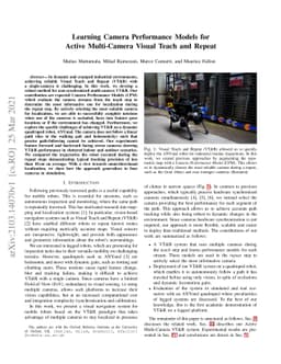 Learning Camera Performance Models for Active Multi-Camera Visual Teach
  and Repeat