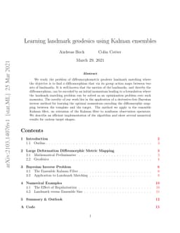 Learning landmark geodesics using Kalman ensembles