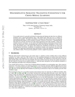 Discriminative Semantic Transitive Consistency for Cross-Modal Learning