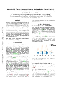 Radically Old Way of Computing Spectra: Applications in End-to-End ASR