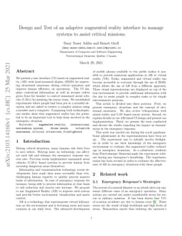 Design and Test of an adaptive augmented reality interface to manage
  systems to assist critical missions
