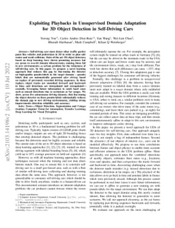 Exploiting Playbacks in Unsupervised Domain Adaptation for 3D Object
  Detection