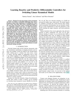 Learning Reactive and Predictive Differentiable Controllers for
  Switching Linear Dynamical Models