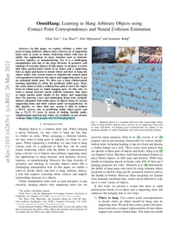 OmniHang: Learning to Hang Arbitrary Objects using Contact Point
  Correspondences and Neural Collision Estimation