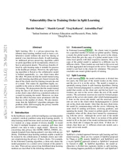 Vulnerability Due to Training Order in Split Learning