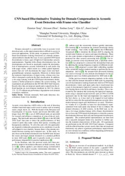 CNN-based Discriminative Training for Domain Compensation in Acoustic
  Event Detection with Frame-wise Classifier