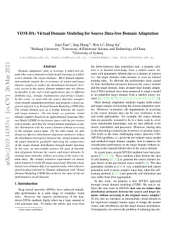 VDM-DA: Virtual Domain Modeling for Source Data-free Domain Adaptation