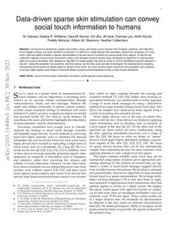 Data-driven sparse skin stimulation can convey social touch information
  to humans