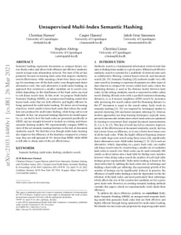 Unsupervised Multi-Index Semantic Hashing