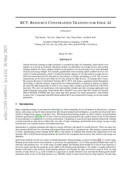 RCT: Resource Constrained Training for Edge AI