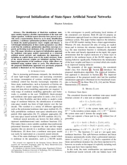 Improved Initialization of State-Space Artificial Neural Networks