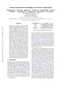 Unsupervised Document Embedding via Contrastive Augmentation