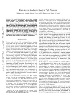 Risk-Averse Stochastic Shortest Path Planning