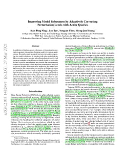 Improving Model Robustness by Adaptively Correcting Perturbation Levels
  with Active Queries