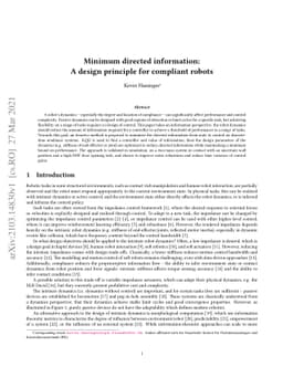 Minimum directed information: A design principle for compliant robots