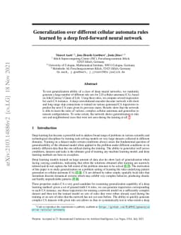 Generalization over different cellular automata rules learned by a deep
  feed-forward neural network