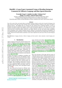 HateBR: A Large Expert Annotated Corpus of Brazilian Instagram Comments
  for Offensive Language and Hate Speech Detection