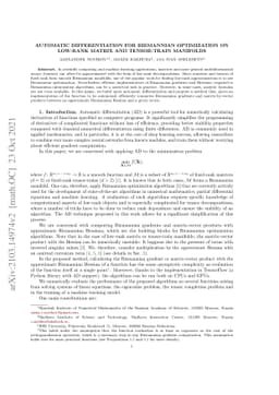 Automatic differentiation for Riemannian optimization on low-rank matrix
  and tensor-train manifolds