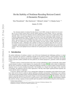 On the Stability of Nonlinear Receding Horizon Control: A Geometric
  Perspective