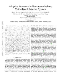 Adaptive Autonomy in Human-on-the-Loop Vision-Based Robotics Systems