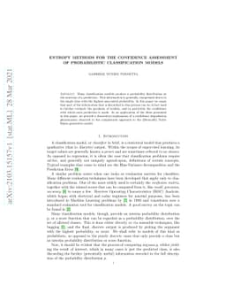 Entropy methods for the confidence assessment of probabilistic
  classification models