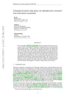 Understanding the role of importance weighting for deep learning