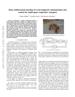 Deep reinforcement learning of event-triggered communication and control
  for multi-agent cooperative transport