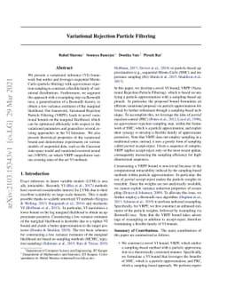 Variational Rejection Particle Filtering