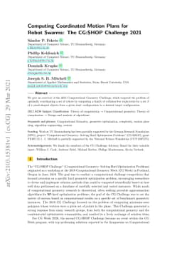 Computing Coordinated Motion Plans for Robot Swarms: The CG:SHOP
  Challenge 2021