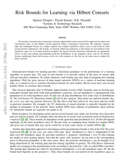 Risk Bounds for Learning via Hilbert Coresets