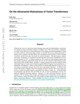 On the Adversarial Robustness of Vision Transformers