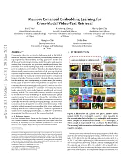 Memory Enhanced Embedding Learning for Cross-Modal Video-Text Retrieval