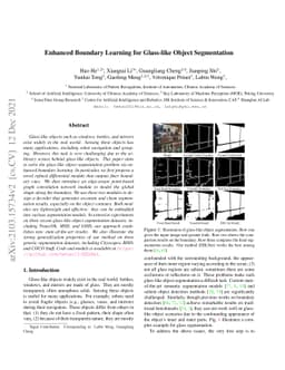 Enhanced Boundary Learning for Glass-like Object Segmentation
