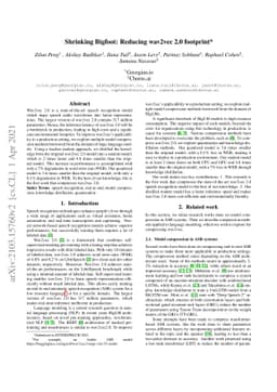 Shrinking Bigfoot: Reducing wav2vec 2.0 footprint