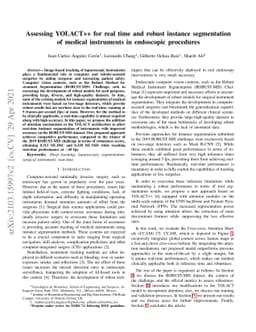 Assessing YOLACT++ for real time and robust instance segmentation of
  medical instruments in endoscopic procedures