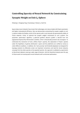 Training Sparse Neural Network by Constraining Synaptic Weight on Unit
  Lp Sphere