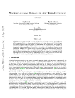 Machine learning method for light field refocusing