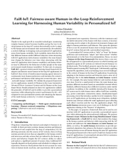 FaiR-IoT: Fairness-aware Human-in-the-Loop Reinforcement Learning for
  Harnessing Human Variability in Personalized IoT