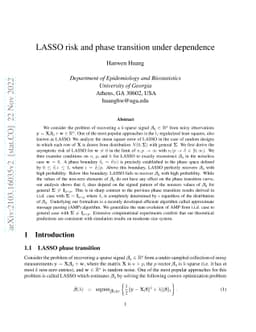 LASSO risk and phase transition under dependence