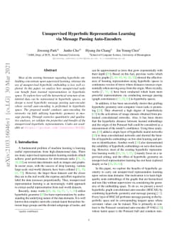 Unsupervised Hyperbolic Representation Learning via Message Passing
  Auto-Encoders
