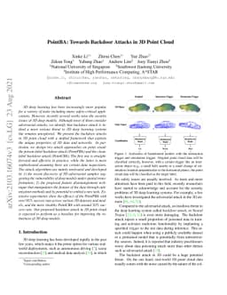 PointBA: Towards Backdoor Attacks in 3D Point Cloud
