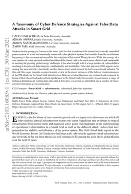 A Taxonomy of Cyber Defence Strategies Against False Data Attacks in
  Smart Grid